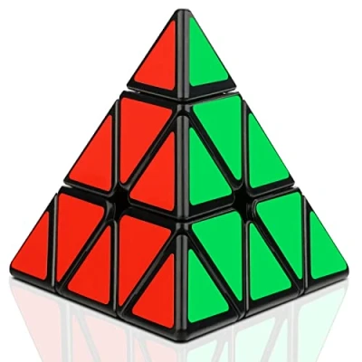 Afbeelding van JOPHEK piramide kubus, 3x3 Speed Cube piraminx magische kubus sticker op zwart, puzzel Magic
