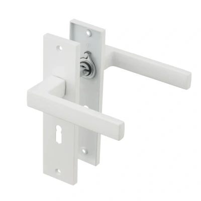 Afbeelding van Ostiumhome® Deurbeslag Deurklink op kort schild met Sleutelgat 56mm Wit Arezzo