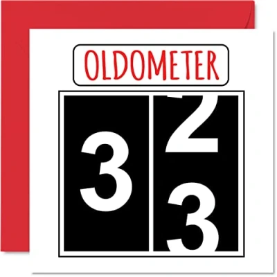 Afbeelding van Grappige verjaardagskaart voor mannen en vrouwen, oldometer, papa, moeder, zoon, dochter, broer, zus, oom, tante, neef, 145 mm x mm, wenskaart 33e verjaardag