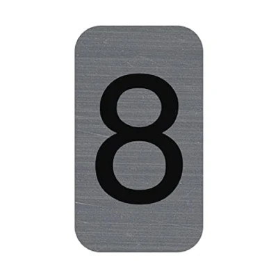 Afbeelding van Exacompta Ref. 67188E 1 x CIFFRE 8 kleefplaat Bedrukte wandplaat Op alle ondergronden Geborsteld aluminium look Afmetingen: 2,5 4,4 cm