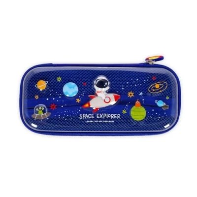Afbeelding van Legami Wonderwow pennenetui, Space thema, 2 vakken en pennenhouder, binnenvak met netstof, ritssluiting, 23 x 11 5 cm