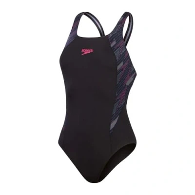Afbeelding van Speedo Womens Hyperboom Splice Muscleback Badpak, Dames, Maat: 36, Black/electric pink/usa charcoal