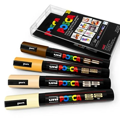 Afbeelding van Uni Posca Marker, PC 5 M, voor kunst en schilderen, set van 4 in plastic zak, huidskleuren