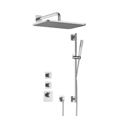 Afbeelding van Hotbath Gal Regendoucheset IBS40 Chroom Staaf Handdouche 40cm Hoofddouche Wandarm met glijstang