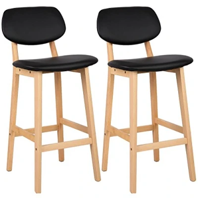 Afbeelding van WOLTU® BH51sz 2 Barkruk, set van krukken, keukenkruk, design kunstleer en hout, zwart