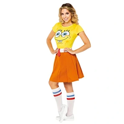 Afbeelding van Amscan Spongebob Squarepant kostuum voor volwassenen, jurk en sokken, serie, carnaval, themafeest