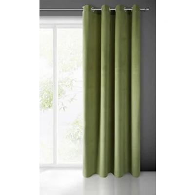 Afbeelding van Eurofirany Pierre Velours gordijnen met oogjes voor woonkamer, slaapkamer, modern, klassieke ogen, 215 g/m², donkerolijfgroen, 140 x 250 cm