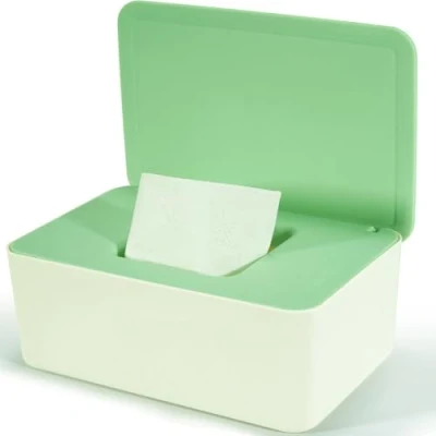 Afbeelding van doos voor vochtige doekjes baby&#039;s, box vochtig toiletpapier, doekjesbox, beige, opbergdoos met deksel houdt de doeken, papieren thuis en op kantoor