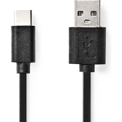 Afbeelding van USB A naar C kabel 3 meter 2.0 (Vertind koper, Zwart)