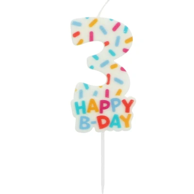 Afbeelding van Folat Kaars cozy sprinkles cijfer 3 7 cm