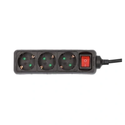 Afbeelding van UNITEC Tafelstekkerdoos met schakelaar, 3 stopcontacten, H05VV FG1,5 mm², m, zwart