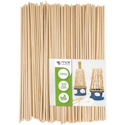 Afbeelding van Set van 100 stuks ronde eetstokjes gemaakt natuurlijk beukenhout met een doorsnede 3 mm en lengte 20 cm, voor modellen maken, doe het zelven, x cm