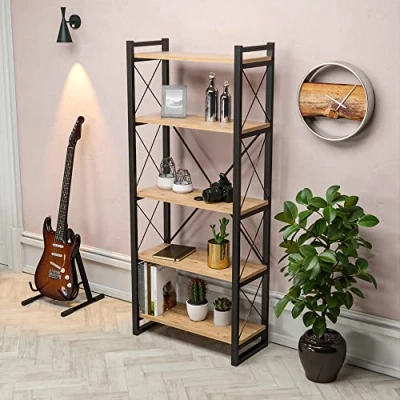 Afbeelding van Boekenkast Skørping 180x65x30 cm houtkleurig en zwart