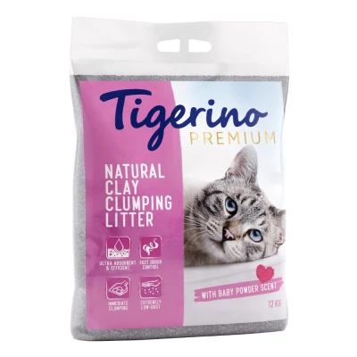 Afbeelding van 12kg Tigerino Premium Babypoedergeur Kattenbakvulling Klonterend
