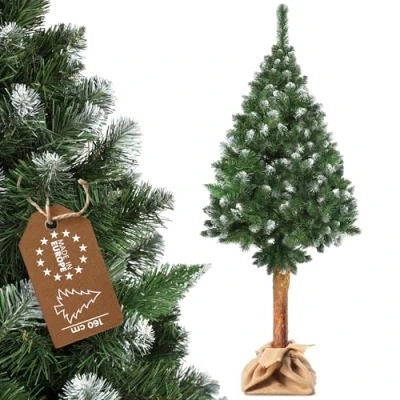 Afbeelding van KADAX Kunstkerstboom op stam, 160 cm, diameter ca. 70 met besneeuwde punten, 20 takken en 8 kronen, pvc, standaard, cm diamantdroom