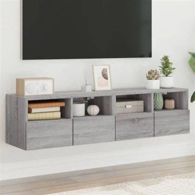 Afbeelding van Tv wandmeubels 2 st 60x30x30 cm bewerkt hout grijs sonoma eiken