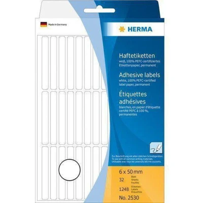 Afbeelding van Etiket HERMA 2530 6x50mm wit 1248stuks