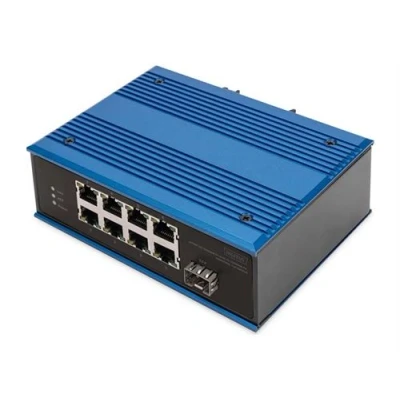 Image de DIGITUS Commutateur industriel non géré 8 x 10/100 (PoE) + 1 Fast Ethernet SFP (liaison montante) Montage sur rail DIN PoE