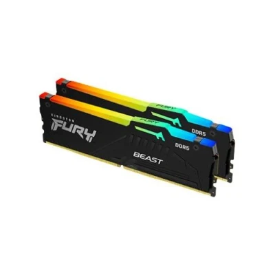 Afbeelding van Kingston FURY Beast RGB Werkgeheugenset voor PC DDR5 16 GB 2 x 8 Non ECC 6000 MHz 288 pins DIMM CL40 KF560C40BBAK2