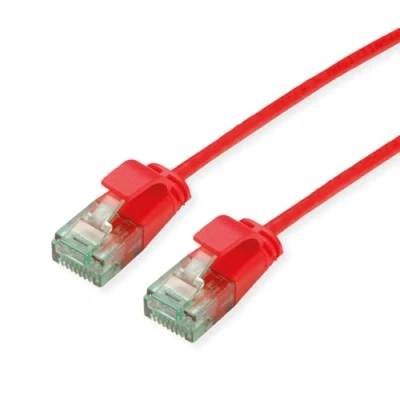 Afbeelding van ROLINE RM UTP DataCenter Patchkabel Cat.6A (klasse EA) Slim rood 0,5m