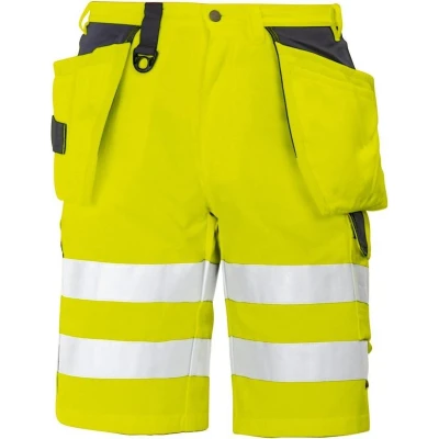 Afbeelding van ProJob 6503 SIGNALISATIESHORT MET SPIJKERZAKKEN EN ISO 20471 KLASSE 2 646503 Geel/Marine C62