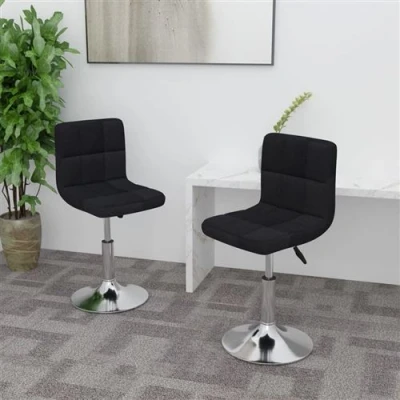 Image de vidaXL Chaises pivotantes à manger lot de 2 noir tissu334215