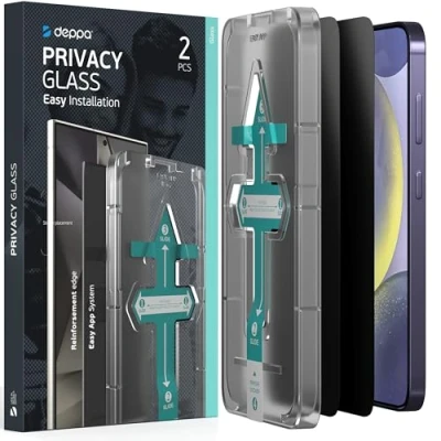 Afbeelding van Deppa 2 stuks Anti spionage gehard glas voor Samsung Galaxy S24 (6,2 inch) compatibel Met vingerafdruk ID [volledige afdekking] eenvoudige installatieset glasfolie displaybeschermfolie