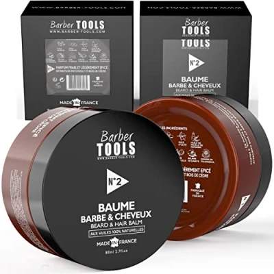 Afbeelding van Balsem voor baard en haar, nr. 2, met 100% natuurlijke oliën, gemaakt in Frankrijk, voedt, hydraterend, structuur. Op basis van 2 was, boter, 5 plantaardige etherische vitamine E (80 ml)