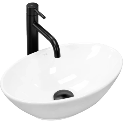 Afbeelding van REA Pamela Mini Opzetwastafel Waskom 40 x 27 14.5 cm Glans Wit