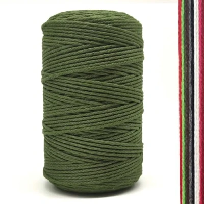 Afbeelding van Macramé koord, 2 mm x 300 m, katoenen garen, macramégaren, voor knutselen, legergroen (2 mm)