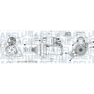 Afbeelding van MAGNETI MARELLI 063721470010 Startmotor 12 1,1 10 VOLKSWAGEN: Golf 5, Polo V Hatchback, Passat B6 Saloon, AUDI: A3 Sportback, Hatchback
