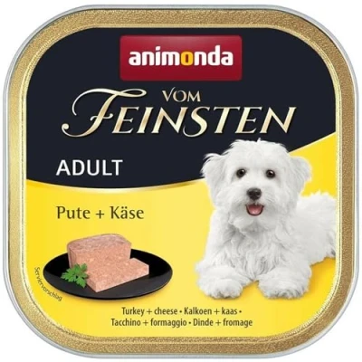 Afbeelding van voordeelverpakking 44x150g met kalkoen &amp; kaas animonda vom Feinsten Adult nat hondenvoer