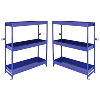 Afbeelding van 2 x Monster Racking Metalen Bedrijfswagen Stelling Bestelbus interieur Opslag Kast Bedrijfswageninrichting Staal Blauw
