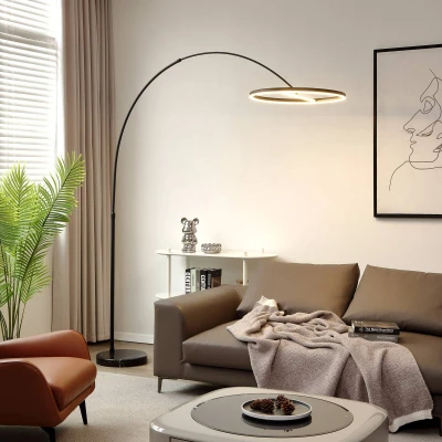 Afbeelding van Lucande Virvera LED booglamp, rond, zwart