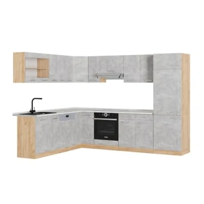 Afbeelding van Vicco Hoekkeuken R Line, Beton/gouden eik, 227 x 287 cm , WB Marmer
