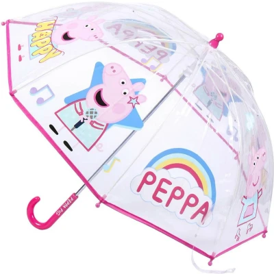 Afbeelding van Disney Peppa Pig paraplu transparant/roze D71 cm voor kinderen