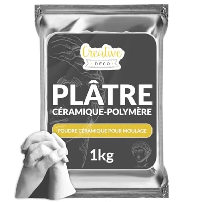 Afbeelding van Creative Deco Keramisch Polymeer Gips 1kg Gietmassa Wit Gietpoeder Modelgips Voor Gieten Knutselen Modelleerwerk Geurloos