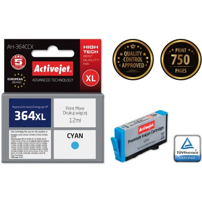 Afbeelding van Activejet AH 364CCX inkt (vervanging HP 364XL CB323EE; Premium; 12 ml; blauw)