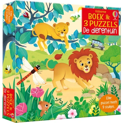 Afbeelding van Uitgeverij usborne kartonboek de dierentuin + drie puzzels