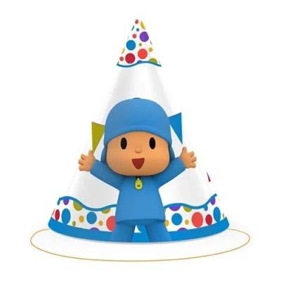 Afbeelding van CONVER PARTY Pocoyo kartonnen mutsen decoratie verjaardag Verjaardagsmutsen Feestartikelen 6 stuks