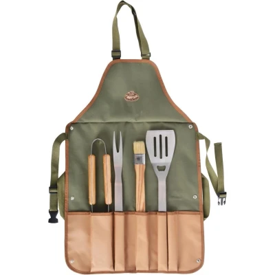 Afbeelding van Esschert Design BBQ Schort Met Gereedschap Groen