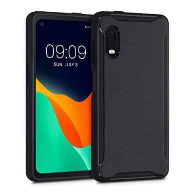 Afbeelding van kwmobile telefoonhoesje geschikt voor Samsung Galaxy Xcover Pro Hoesje smartphone in zwart Backcover van TPU Carbon design