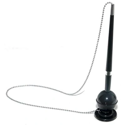 Afbeelding van OFFICER PRODUCTS Kuli Classic 17016611 01 Balpenhouder, staand, zelfklevend, met metalen ketting, kleur: zwart, 1 stuk