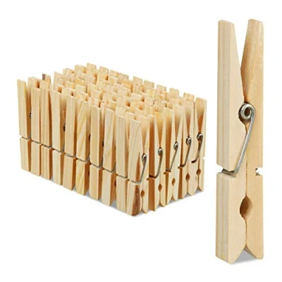 Afbeelding van Relaxdays 200x wasknijpers hout houten knijpers knutselen ophangen van wasgoed