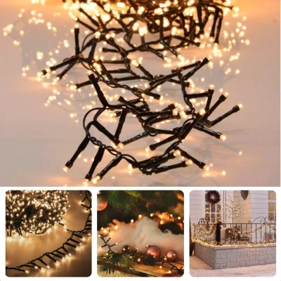 Afbeelding van Cheqo® Kerstverlichting Kerstboomverlichting Kerstlampjes LED Clusterverlichting 2016 Lampjes 14.6M Timer &amp; Lichtfuncties Warm Wit