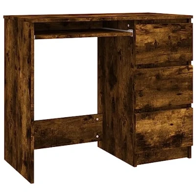 Afbeelding van Bureau 90x45x76 cm bewerkt hout gerookt eikenkleurig