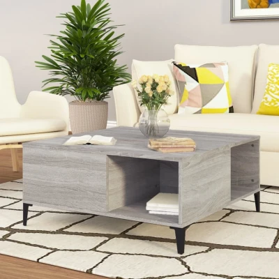 Afbeelding van Salontafel 80x80x36,5 cm bewerkt hout grijs sonoma eikenkleurig