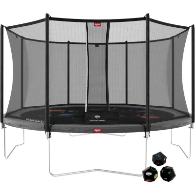 Afbeelding van BERG Favorit Regular op poten Trampoline 430 cm Rond Grijs levels doek Gold Solospring Inclusief Veiligheidsnet