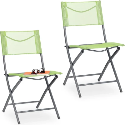 Afbeelding van Relaxdays tuinstoel set van 2 campingstoelen inklapbaar klapstoel metaal balkonstoel
