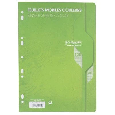Image de Clairefontaine Feuille Mobile Vert A4 Seyes 80g Sachet De 50